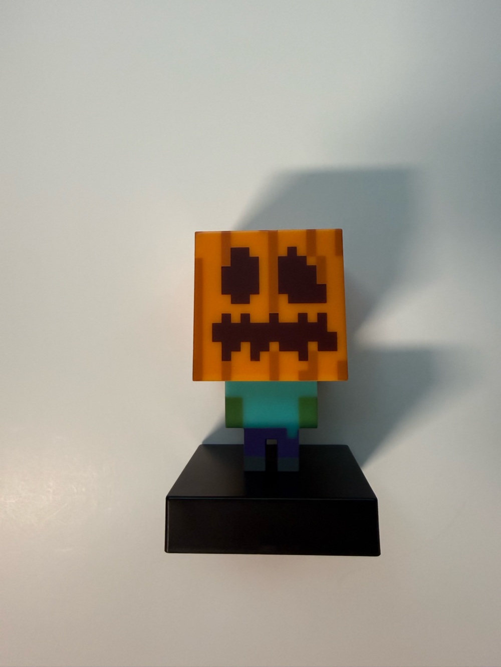 Pixel Pumpkin Acrylic Sculpture - Orange Pixel Character Art